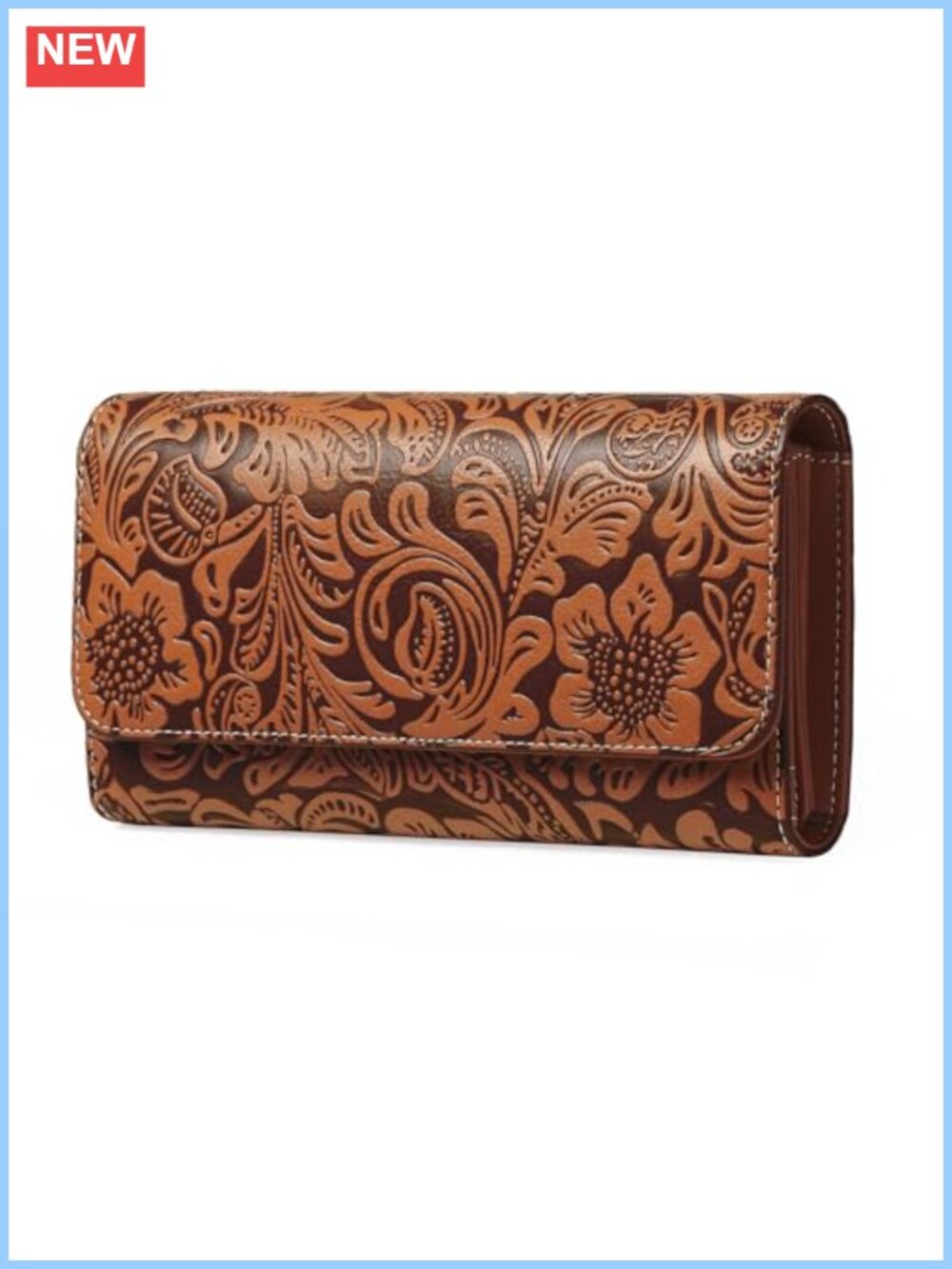 Vegan Leather RFID Blocking Trifold Clutch Wallet Card Holder